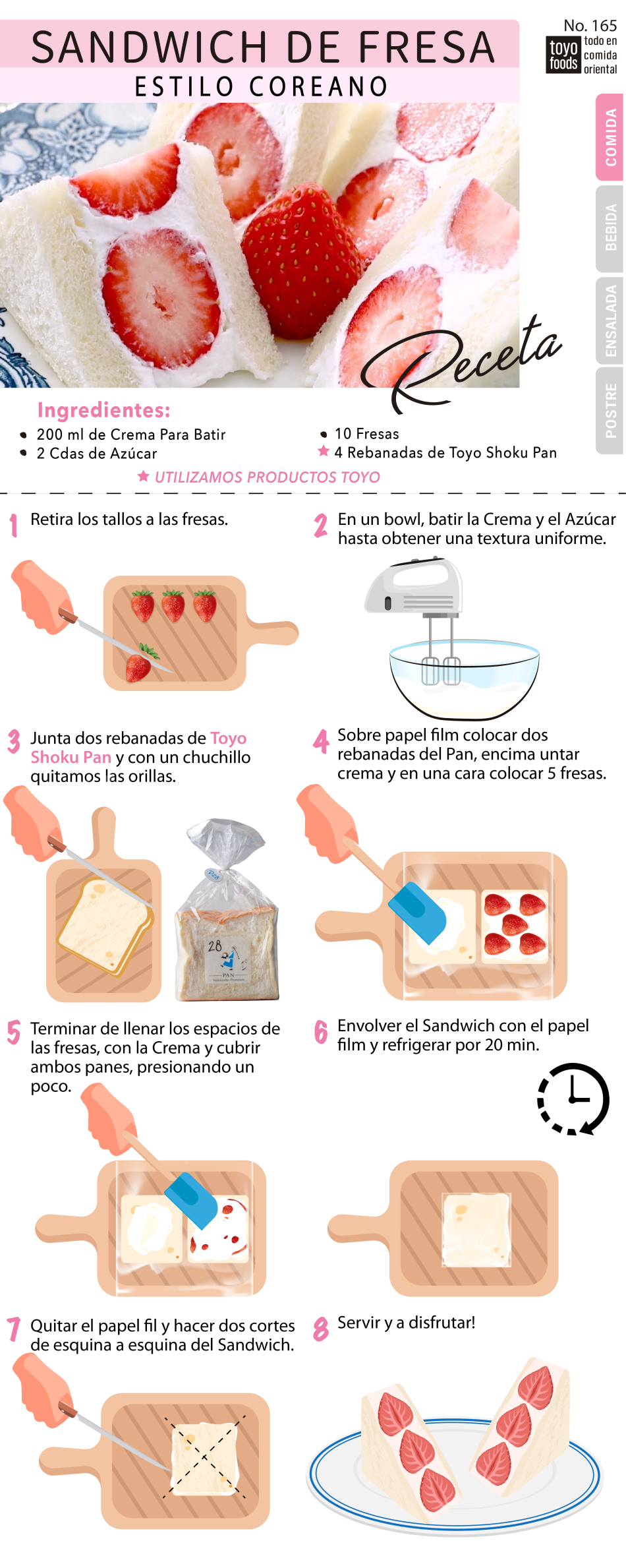 SANDWICH DE FRESA ESTILO COREANO